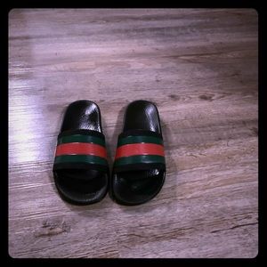 Boys Gucci Black Stripe Sliders